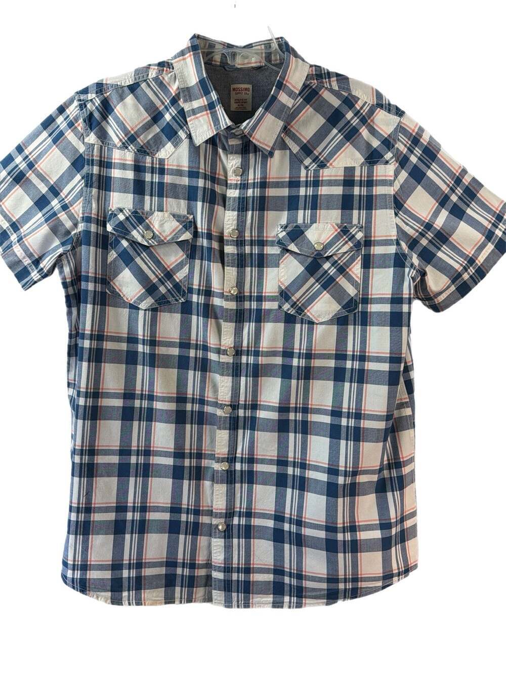 Mossimo Supply Co. Short Sleeve Athletic Fit Plaid Button Down Shirt XL